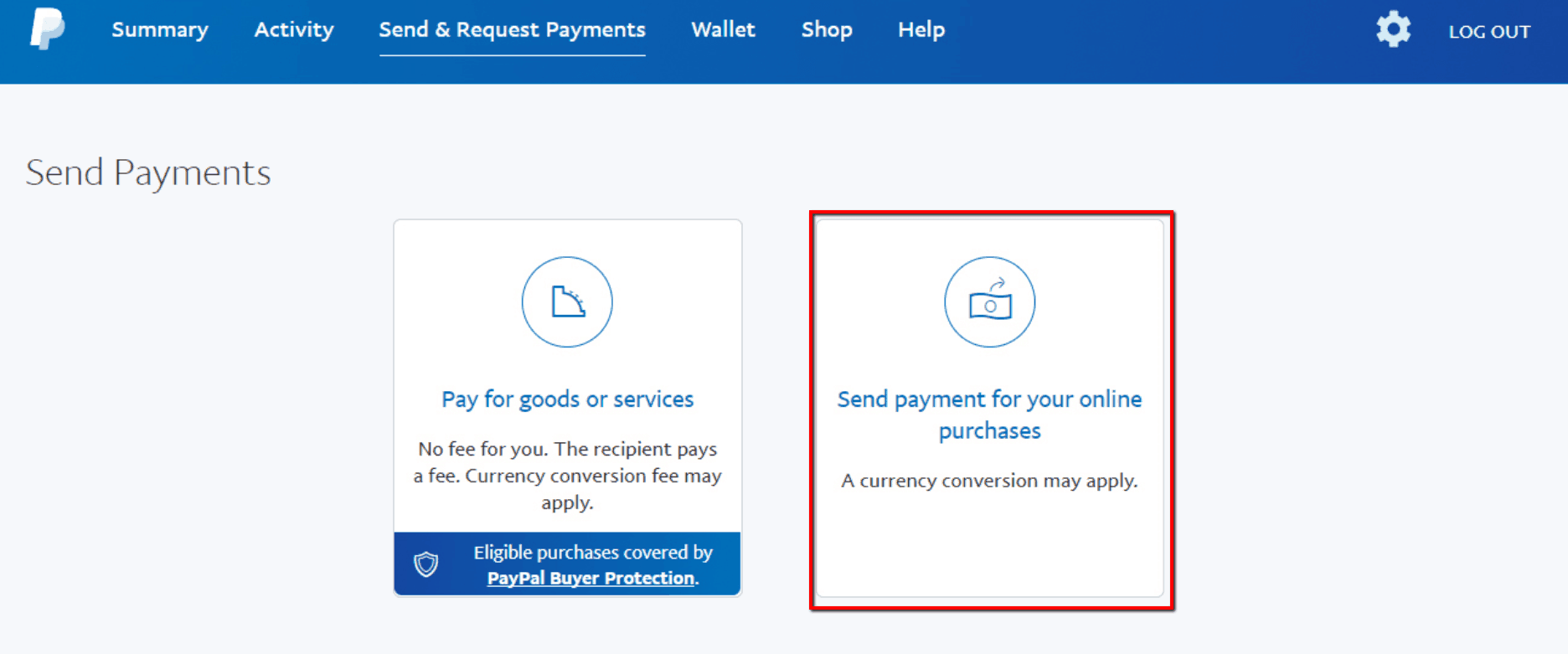 Send payment for your online purchases