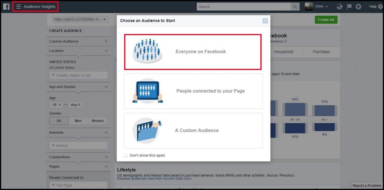 FB Audience Insights to find target audience