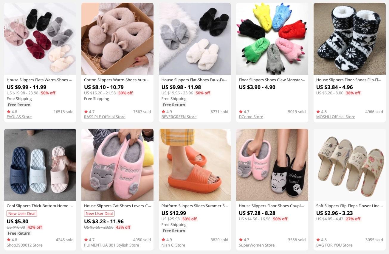 a picture showing why it's profitable to dropship slippers