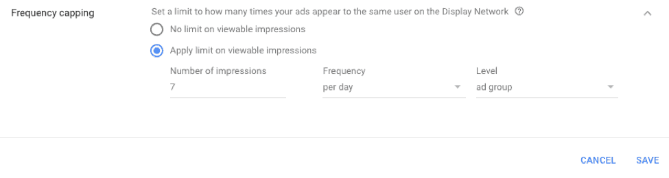 Frequency capping in Google Ads