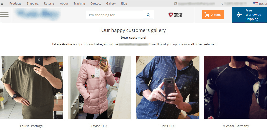 Customers Gallery is an example of free dropshipping software creating social proof on your website