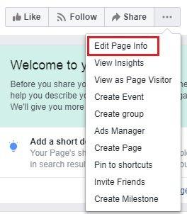 Editing FB business page info