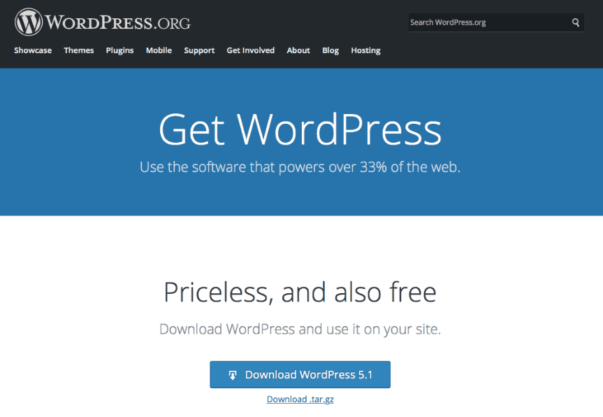 a screenshot of the WordPress website