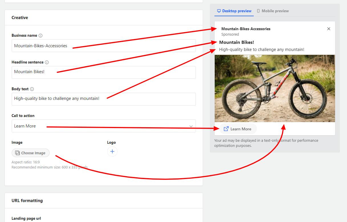 Quora image ad promoting a mountain bike