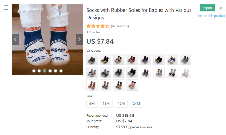 an image showing a prime example of baby's socks that really sell and bring profit