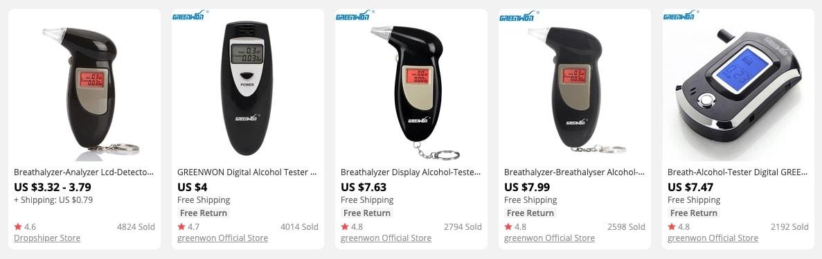 a picture showing a breathalyzer as a trending car product to sell