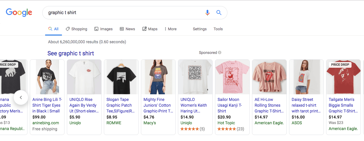 graphic t shirt on Google