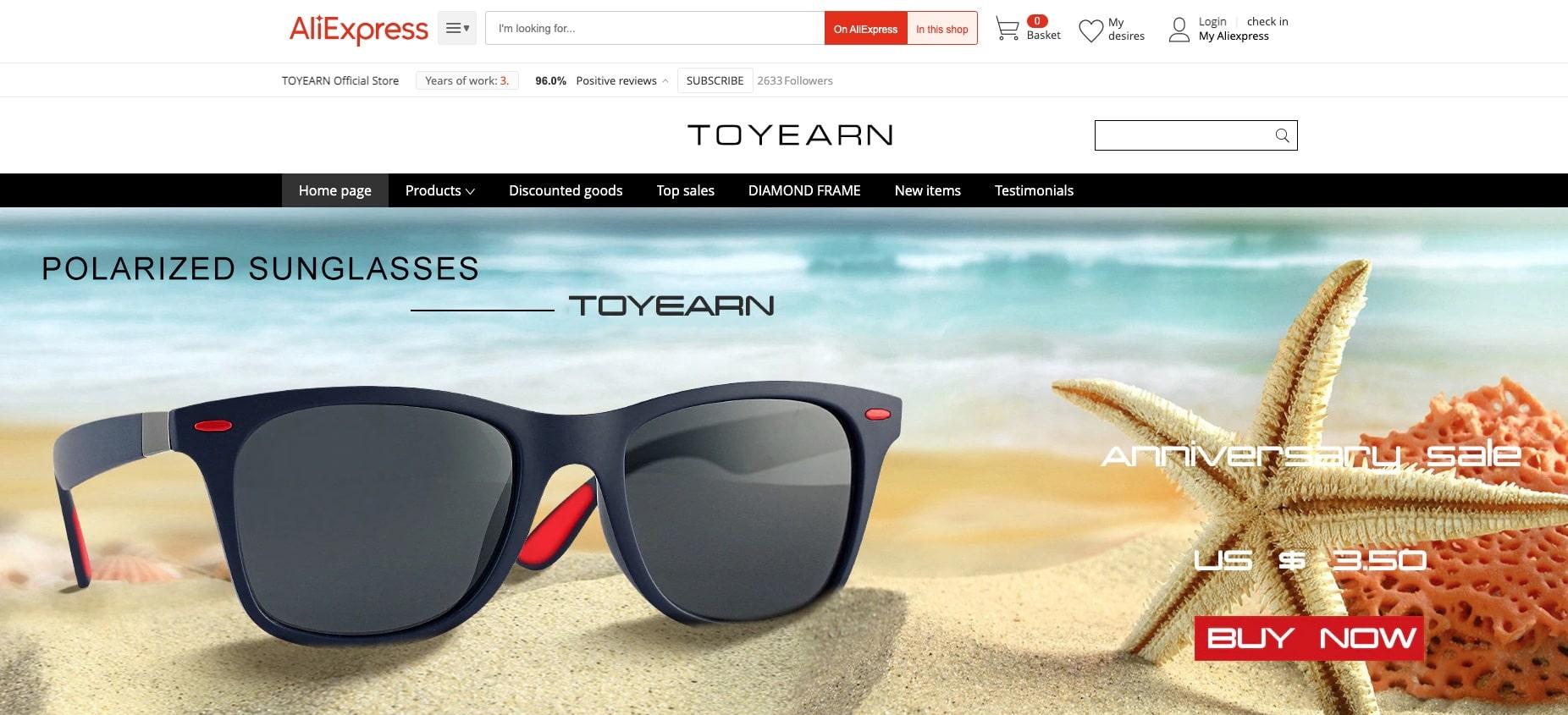 a picture showing one of the best sunglasses suppliers on AliExpress to safely deal with