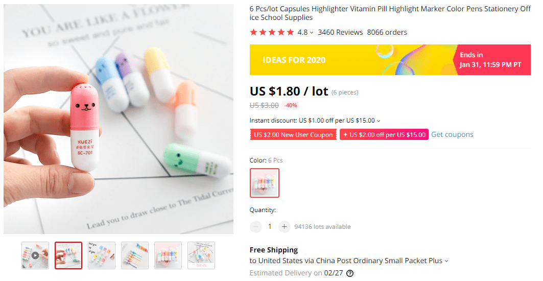 Highlighter Capsules on AliExpress