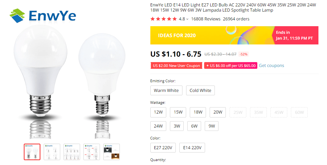 Things under 5 dollars: LED Bulb on AliExpress