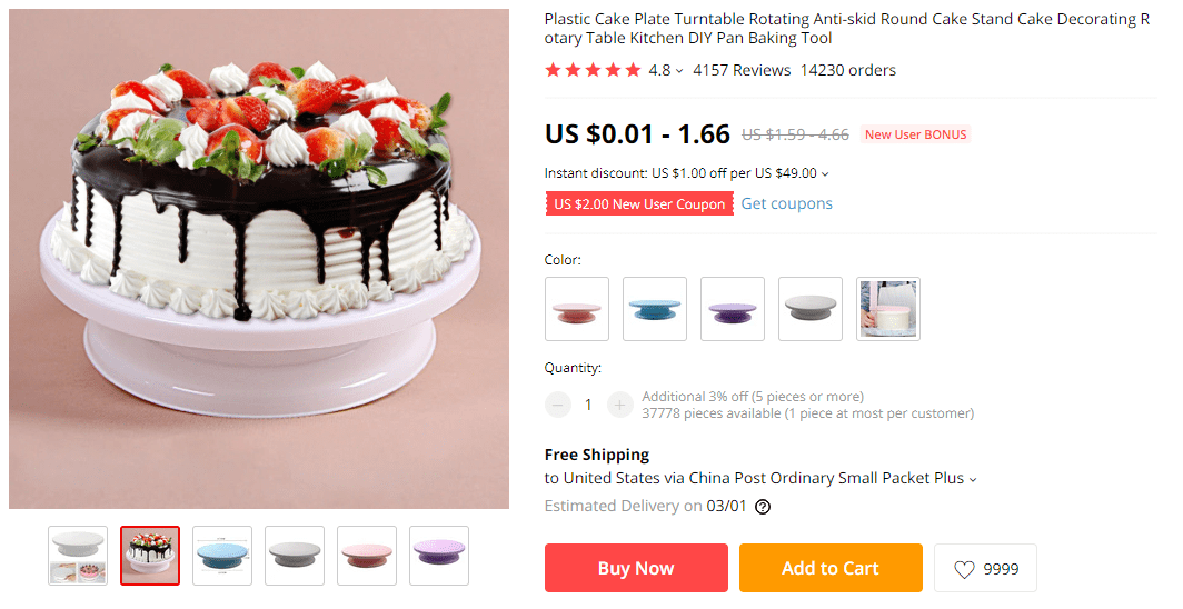 Things under 5 dollars: Plastic Cake Plate on AliExpress