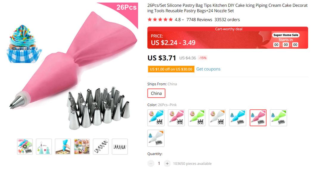 Silicone Pastry Bag on AliExpress