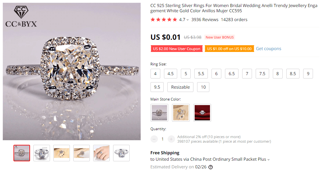 Silver Ring for Women on AliExpress