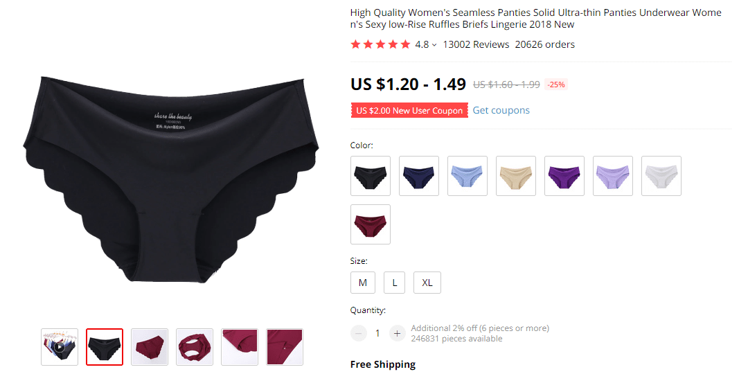 Things under 5 dollars: Ultra Thin Panties on AliExpress