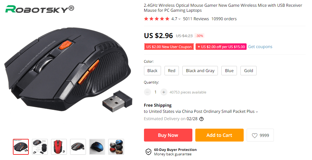 Wireless Optical Mouse on AliExpress