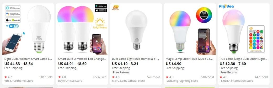 an image showing smart bulbs as trending products to sell online