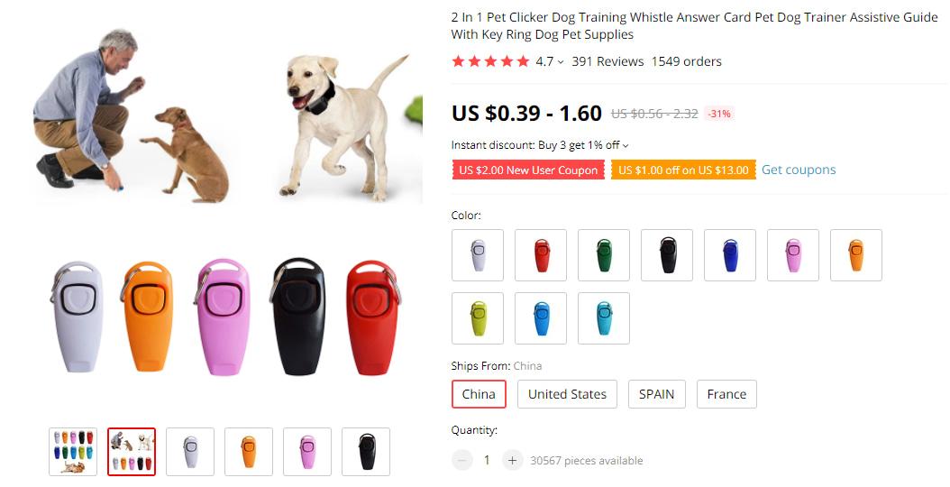 Dog Training Whistle & Clicker on AliExpress
