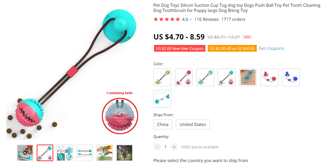 Suction cup toy for pets on AliExpress