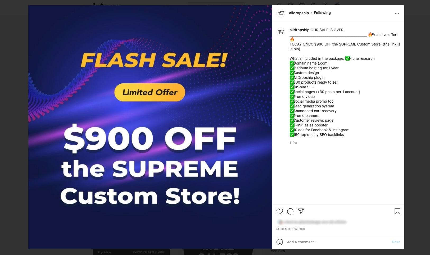 a picture showing how to post a flash sale on Instagram