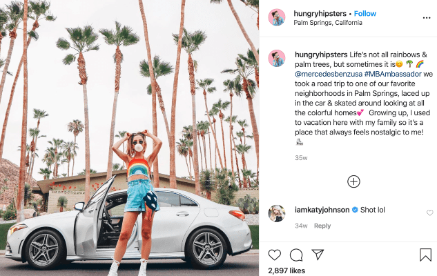Influencer Hungry Hipsters gives a shoutout to Mercedes-Benz