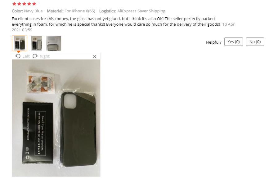 A customer review on AliExpress with a photo of a product.