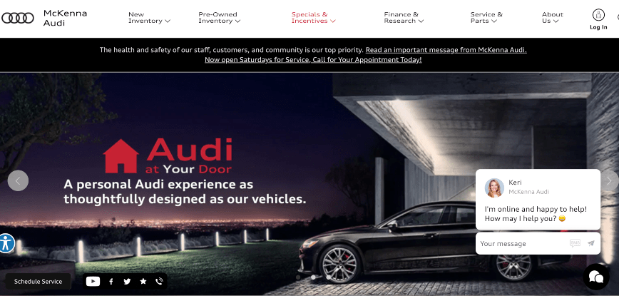 Audi home page example