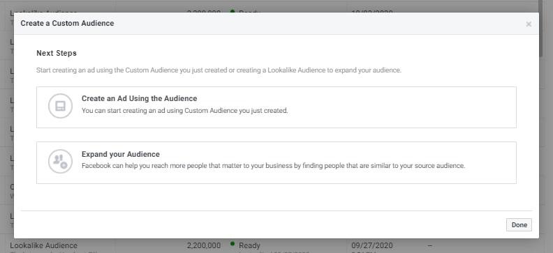 Creating a lookalike audience to make money with Facebook ads