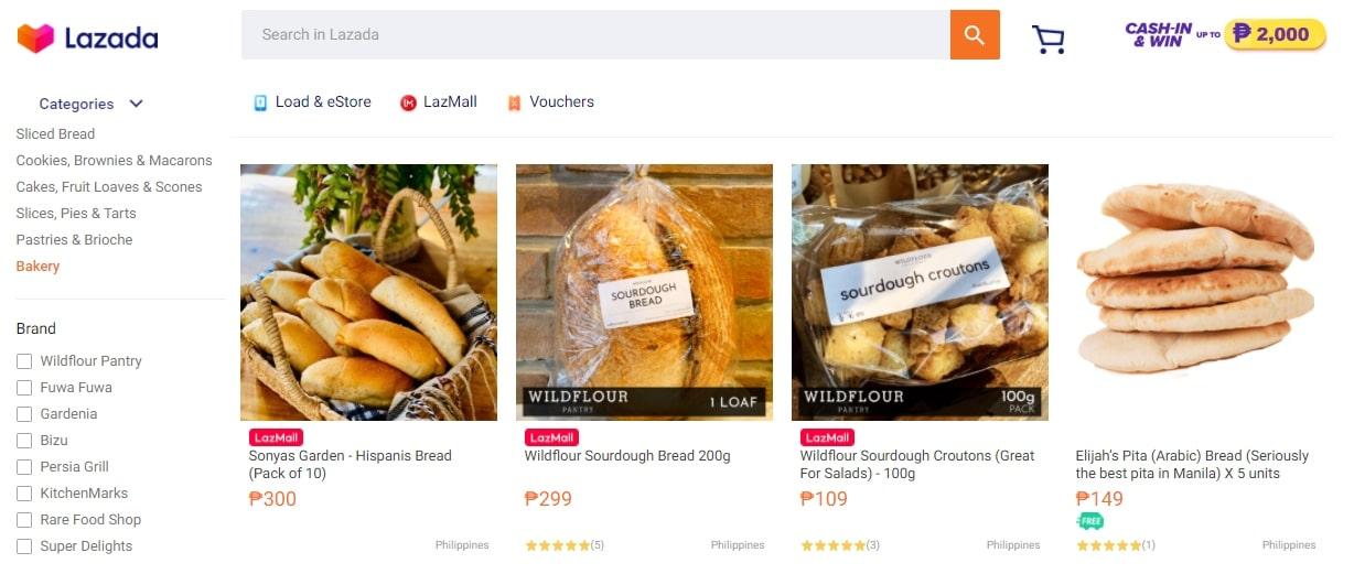 Screenshot of groceries and pet products on Lazada