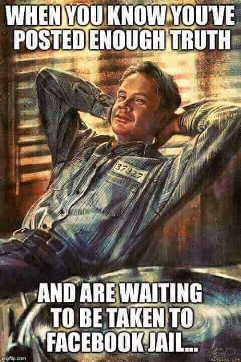 A Facebook jail meme that parodies The Shawshank Redemption