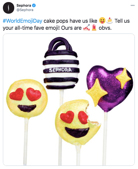 An example of Sephora using emojis as a part of brand communications