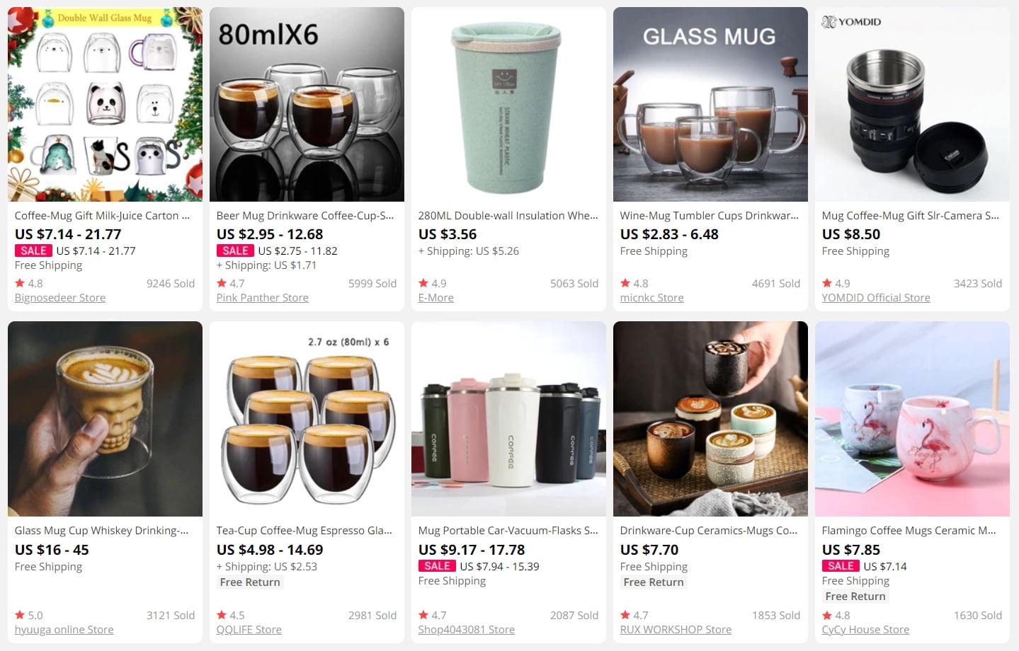 Cups and mugs on AliExpress