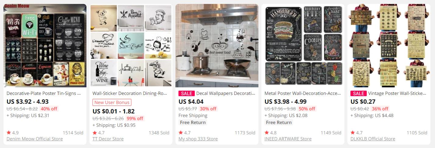 Coffee-related decor products on AliExpress