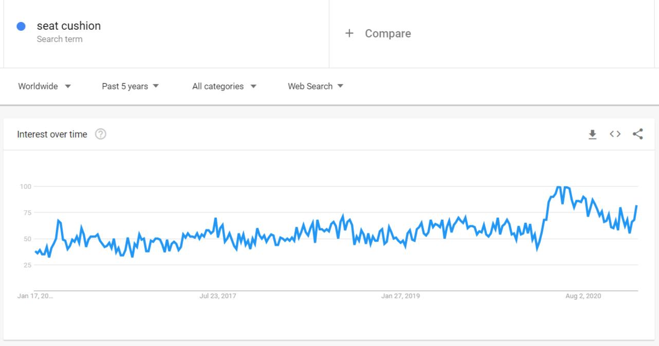 According to Google Trends, seat cushions are quite popular