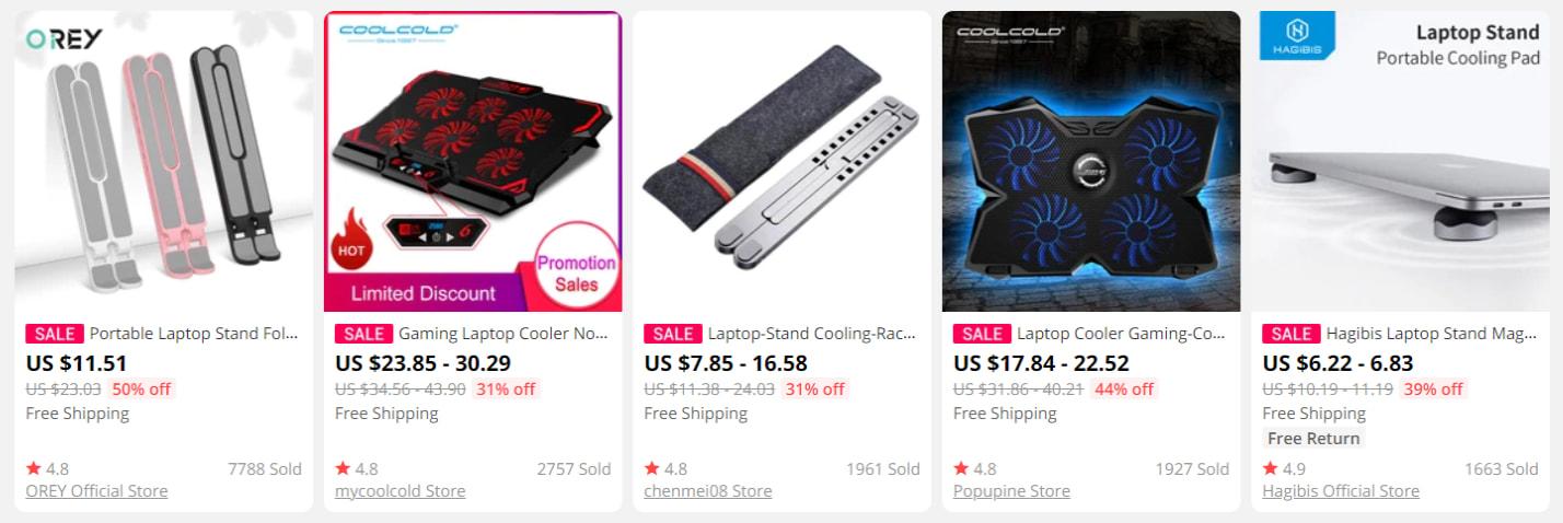 Laptop cooling stands on AliExpress is another good idea for dropshipping video games gear