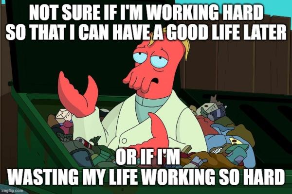 A meme illustrating work-life balance issues that business owners can face
