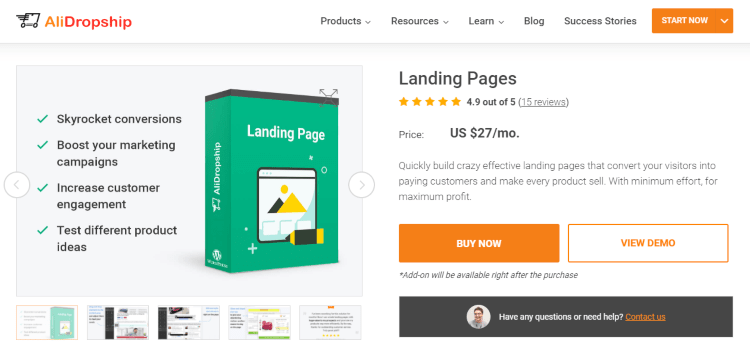 Landing Pages add-on: ecommerce tool for highlighting your winning product