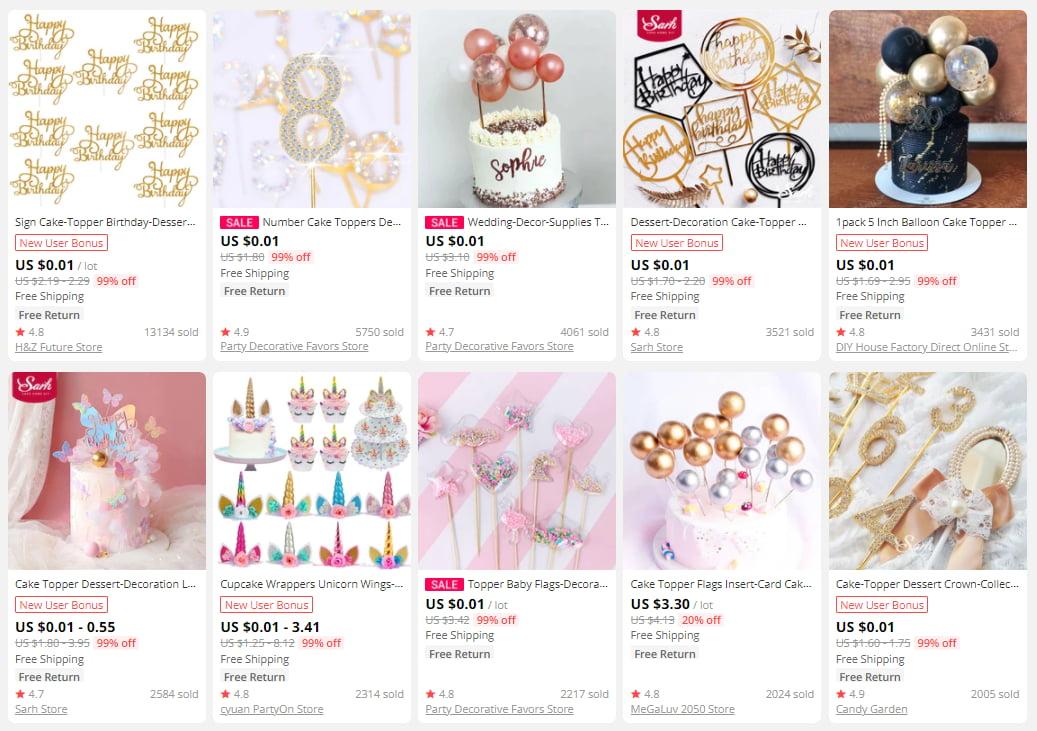 Birthday cake toppers are a good choice for a gift-themed online store