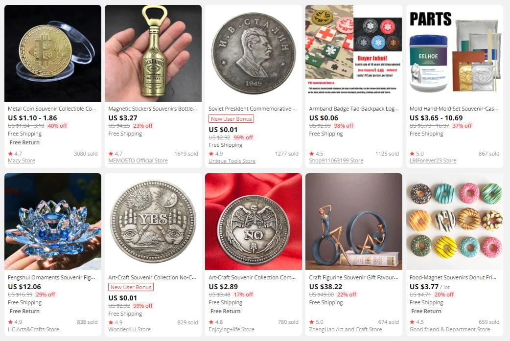 On AliExpress, you will find lots of souvenirs and interesting knickknacks.