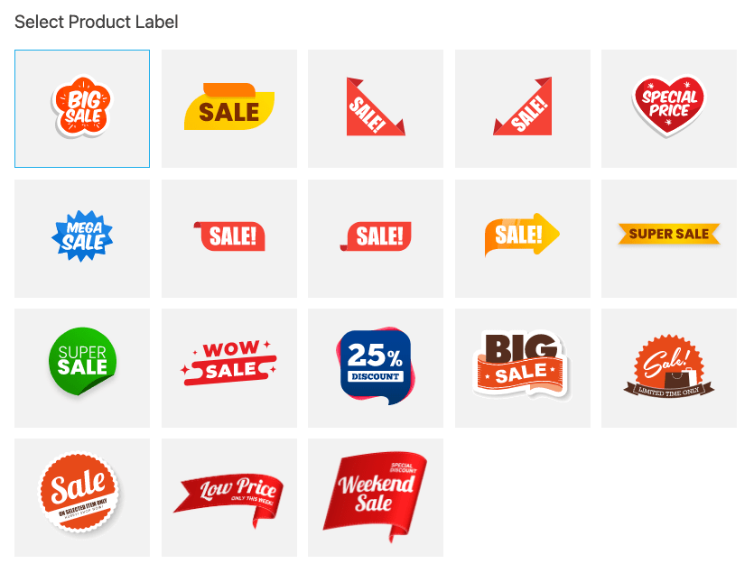 an image showing examples of custom product labels this add-on suggests
