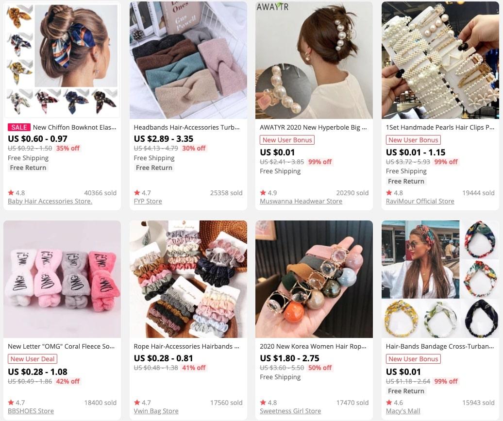 a picture showing hair accessories as hot products to sell in spring and summer for profit