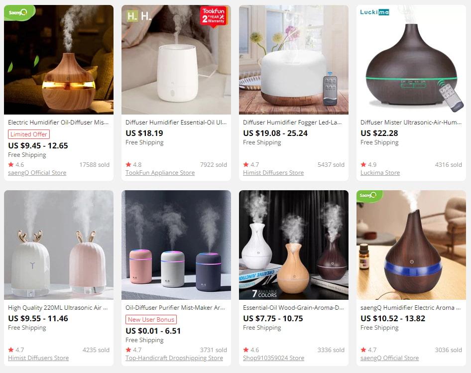 Essential oil diffusers will make good holistic products for an online shop