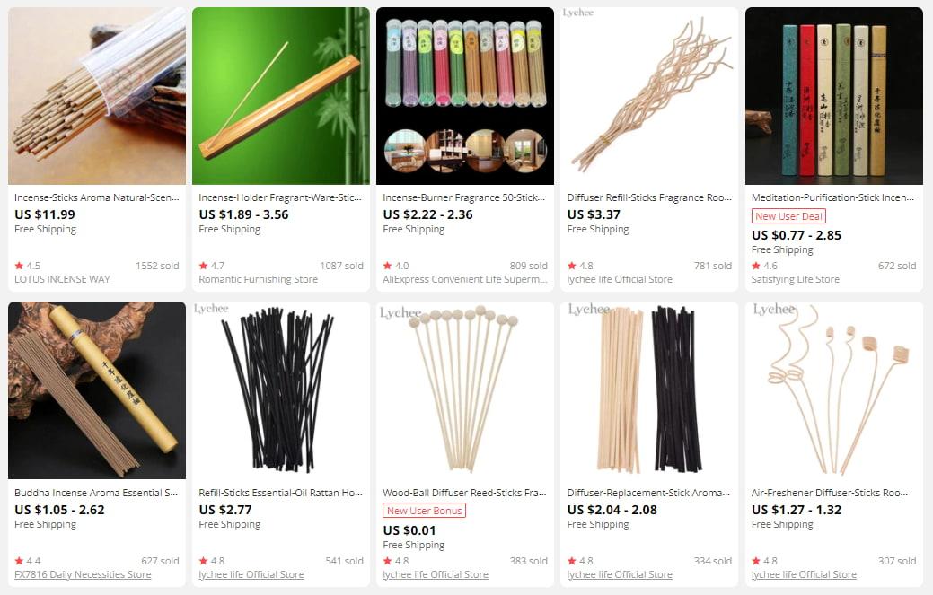 Incense sticks on AliExpress for dropshipping