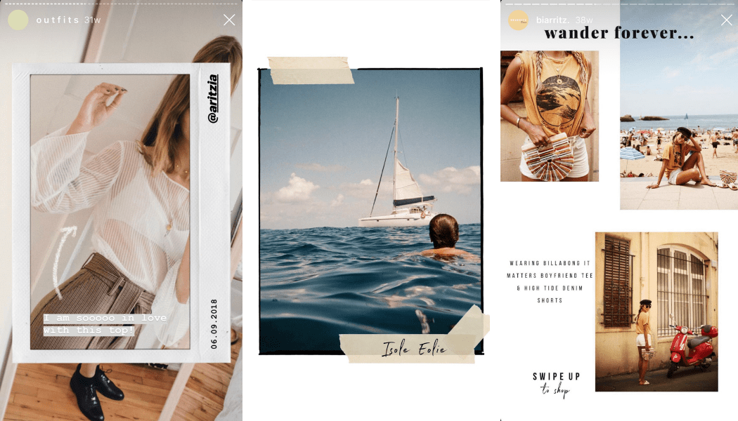 Examples of Instagram post templates made with Unfold