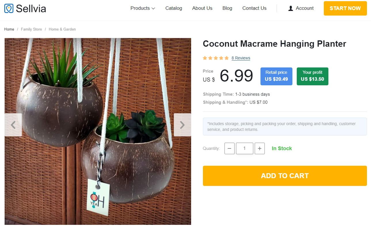 Coconut Macrame Hanging Planter as an example of home decor products