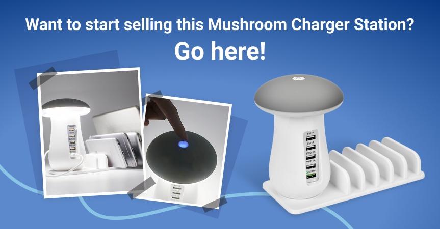a picture showing this week's bestseller - Mushroom Lamp Charger Station