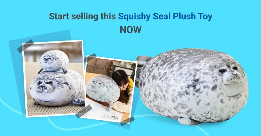 a picture showing what to sell for profit a Squishy Seal Plush Toy
