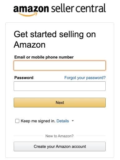 a picture showing the first step of registration on Amazon seller central