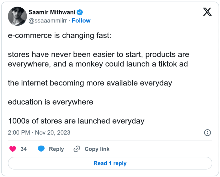 Screenshot twitter Saamir Mithwani