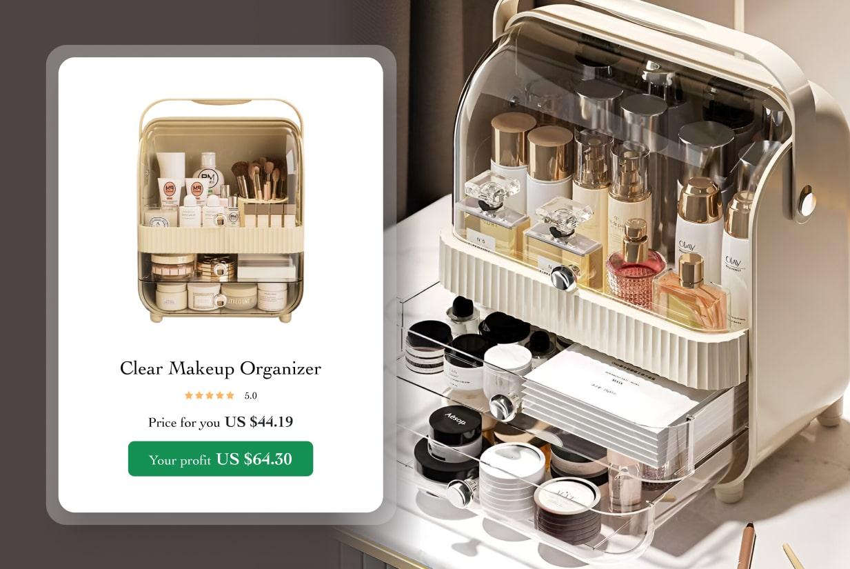 Clear makeup organiser