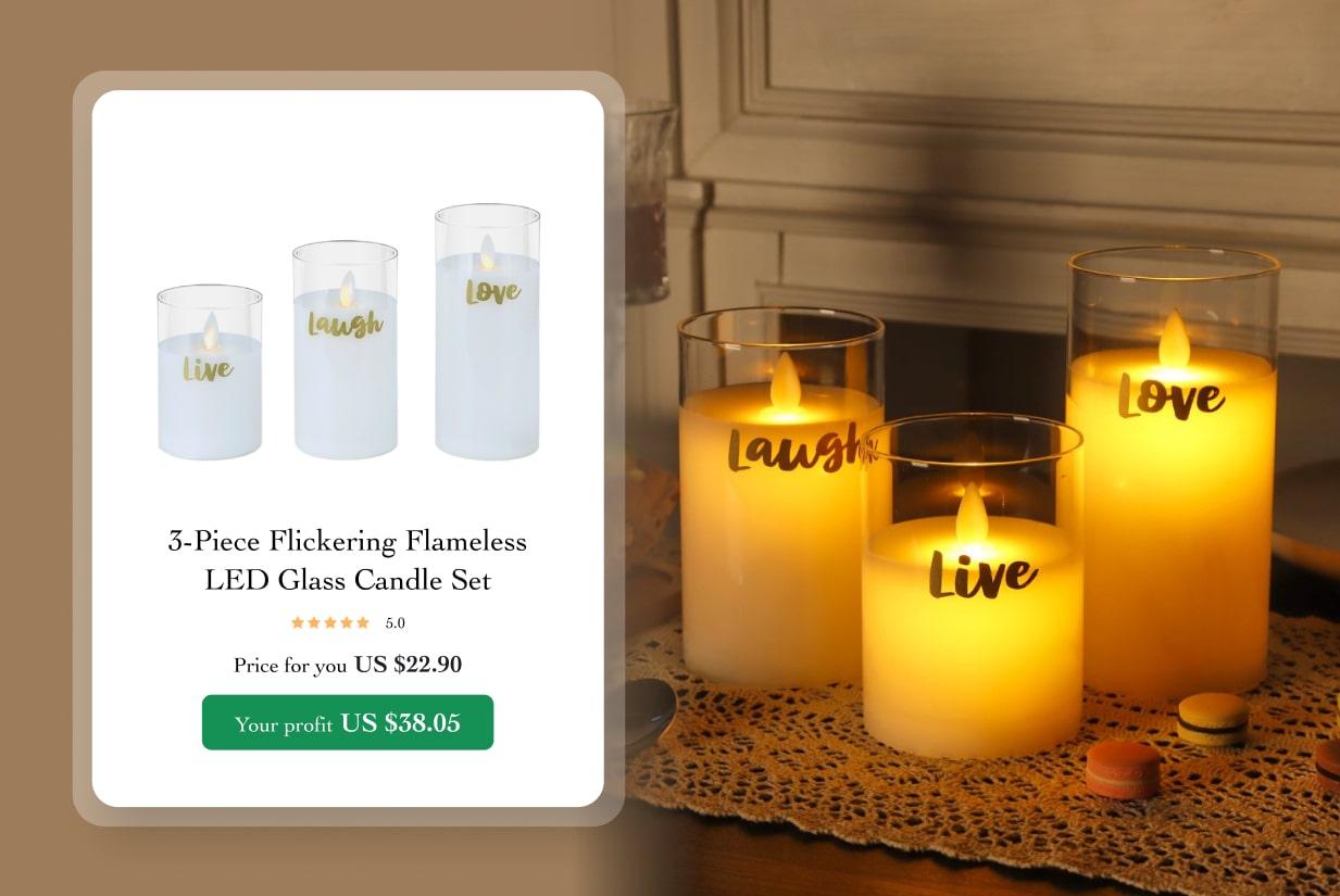 LED glass candle set